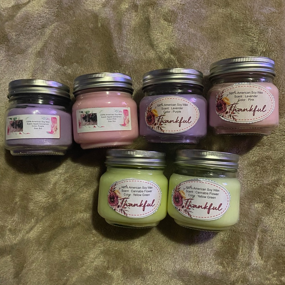 6 of the 8oz three different scented homemade candles